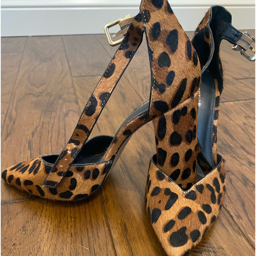 Leopard Calf Hair Express Astor Thick Heel Pumps
